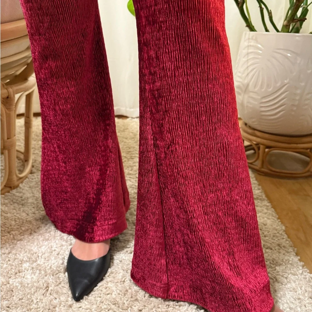 Free People Red Velvet Flare Pants - Picture 9 of 12